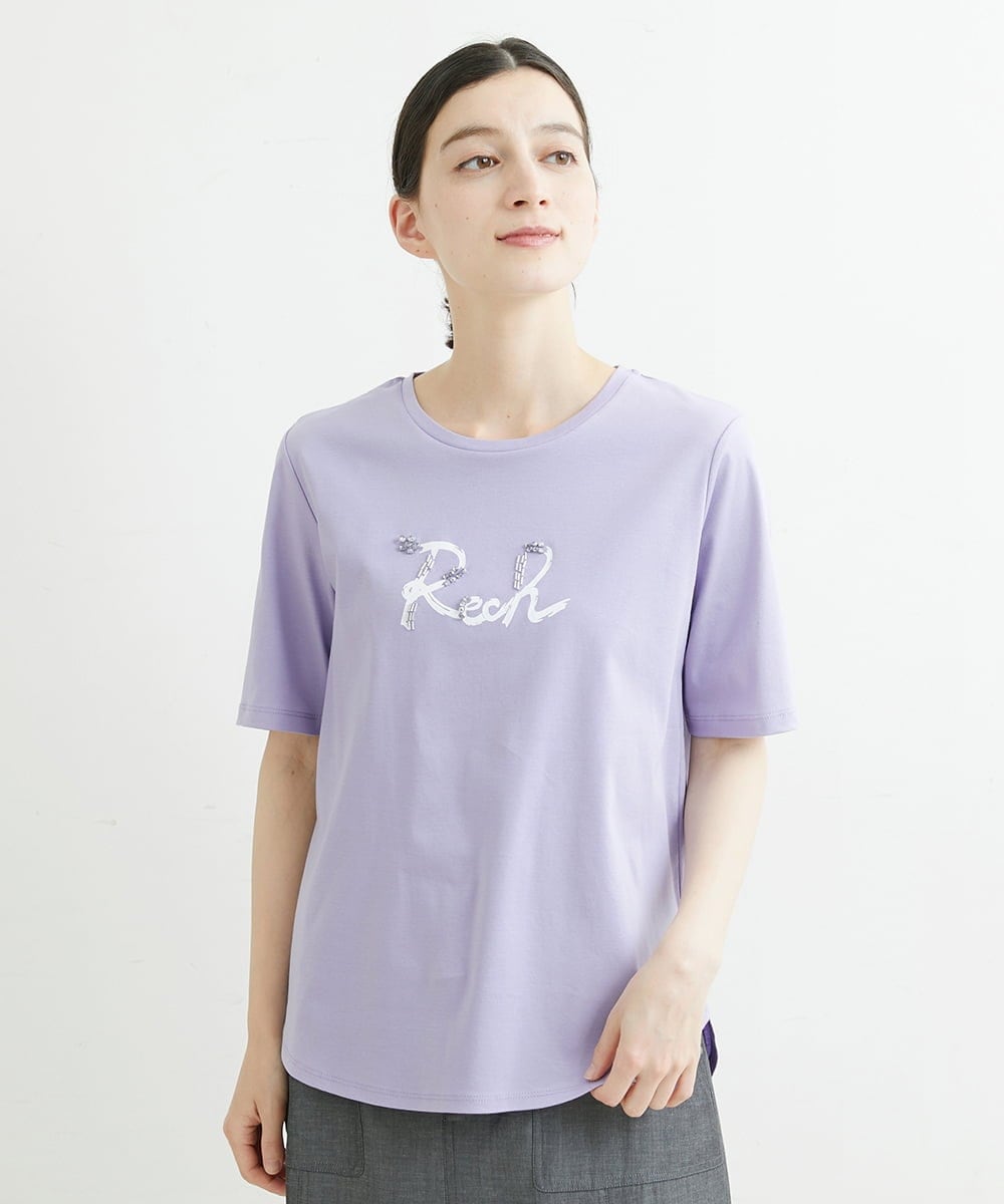 PHKHT21150 GEORGES RECH(小さいサイズ)(メゾン ドゥ サンク) [接触冷感]ドライコットンラウンドヘムロゴTシャツ ブラック