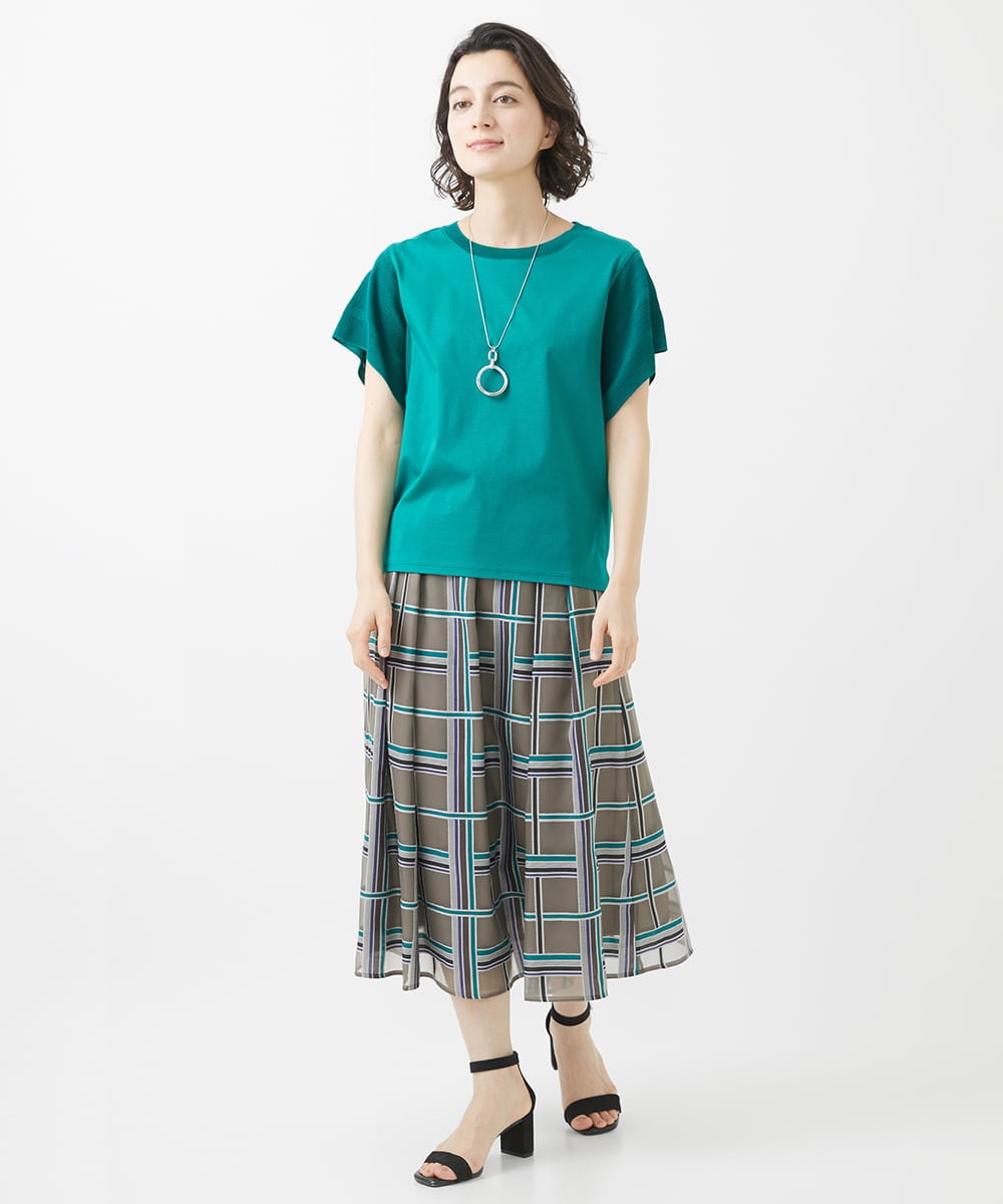 PHKHW04190 GEORGES RECH(小さいサイズ)(メゾン ドゥ サンク) ハイツイストコットンスムースカットソー グリーン