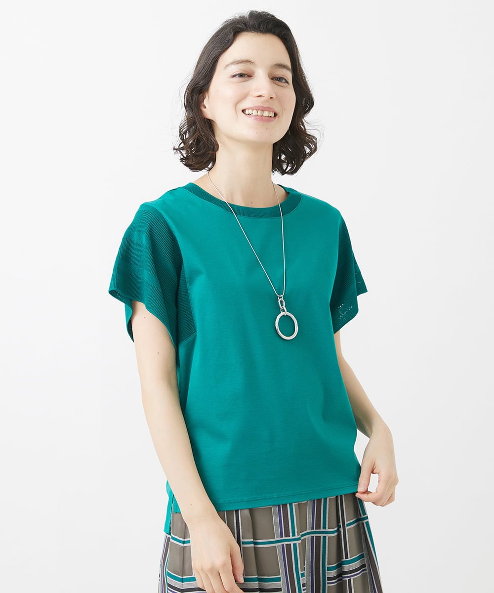 PHKHW04190 GEORGES RECH(小さいサイズ)(メゾン ドゥ サンク) ハイツイストコットンスムースカットソー グリーン