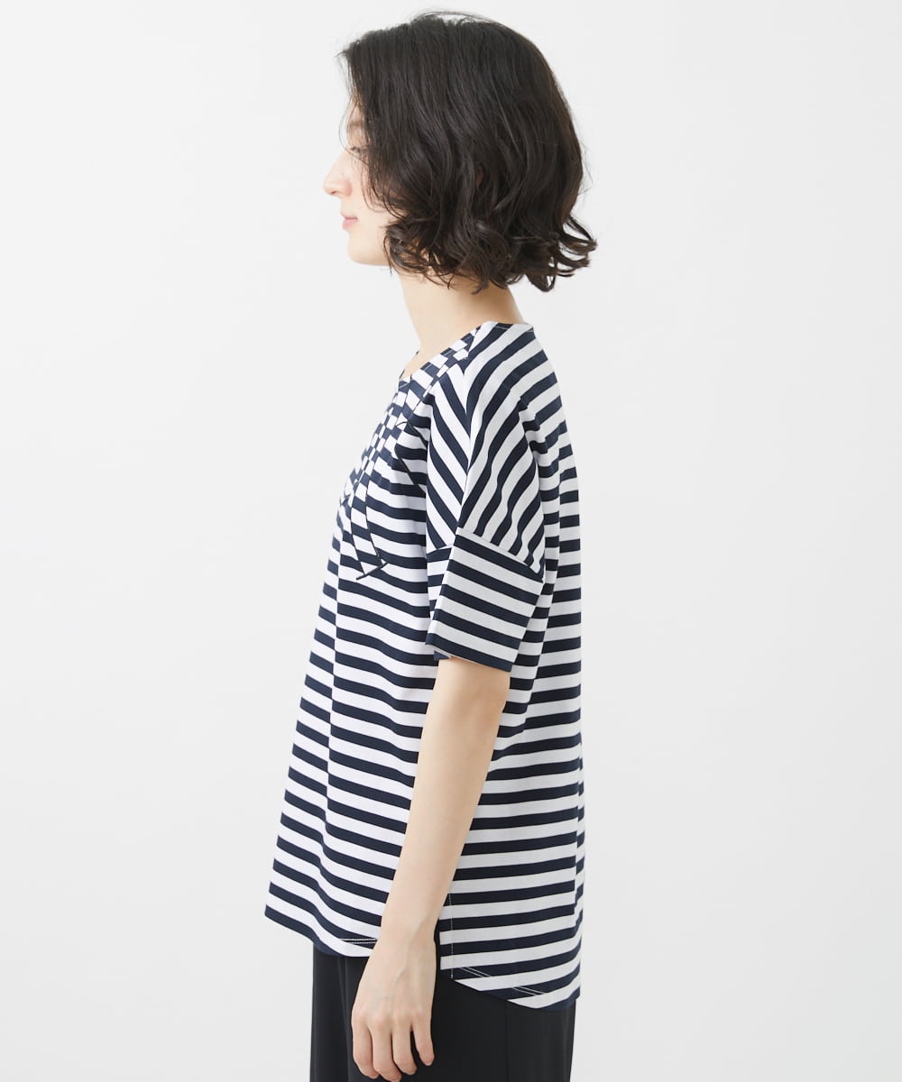 PHKHW08170 GEORGES RECH(小さいサイズ)(メゾン ドゥ サンク) ボーダージャージカットソー ブラック系