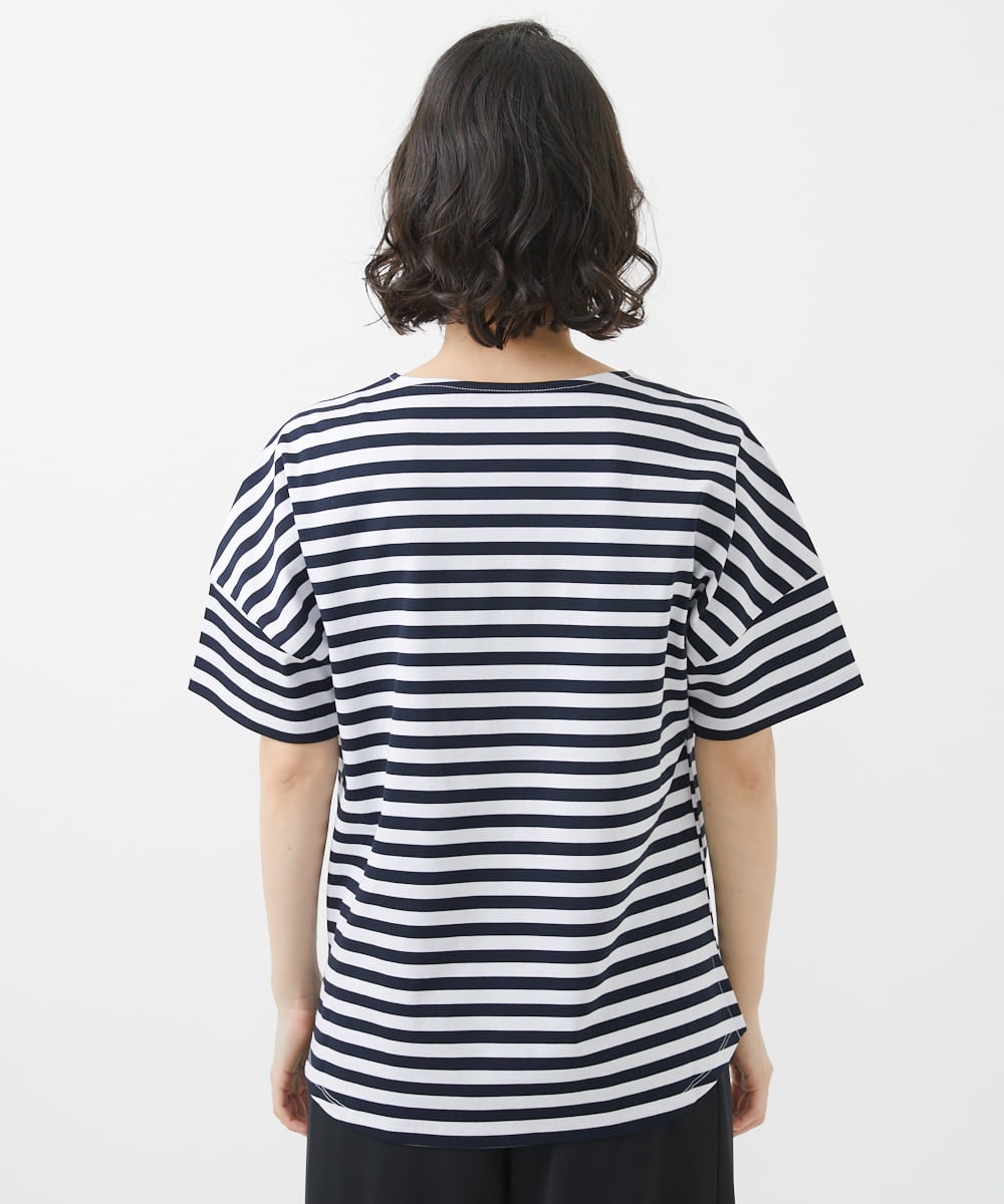 PHKHW08170 GEORGES RECH(小さいサイズ)(メゾン ドゥ サンク) ボーダージャージカットソー ブラック系