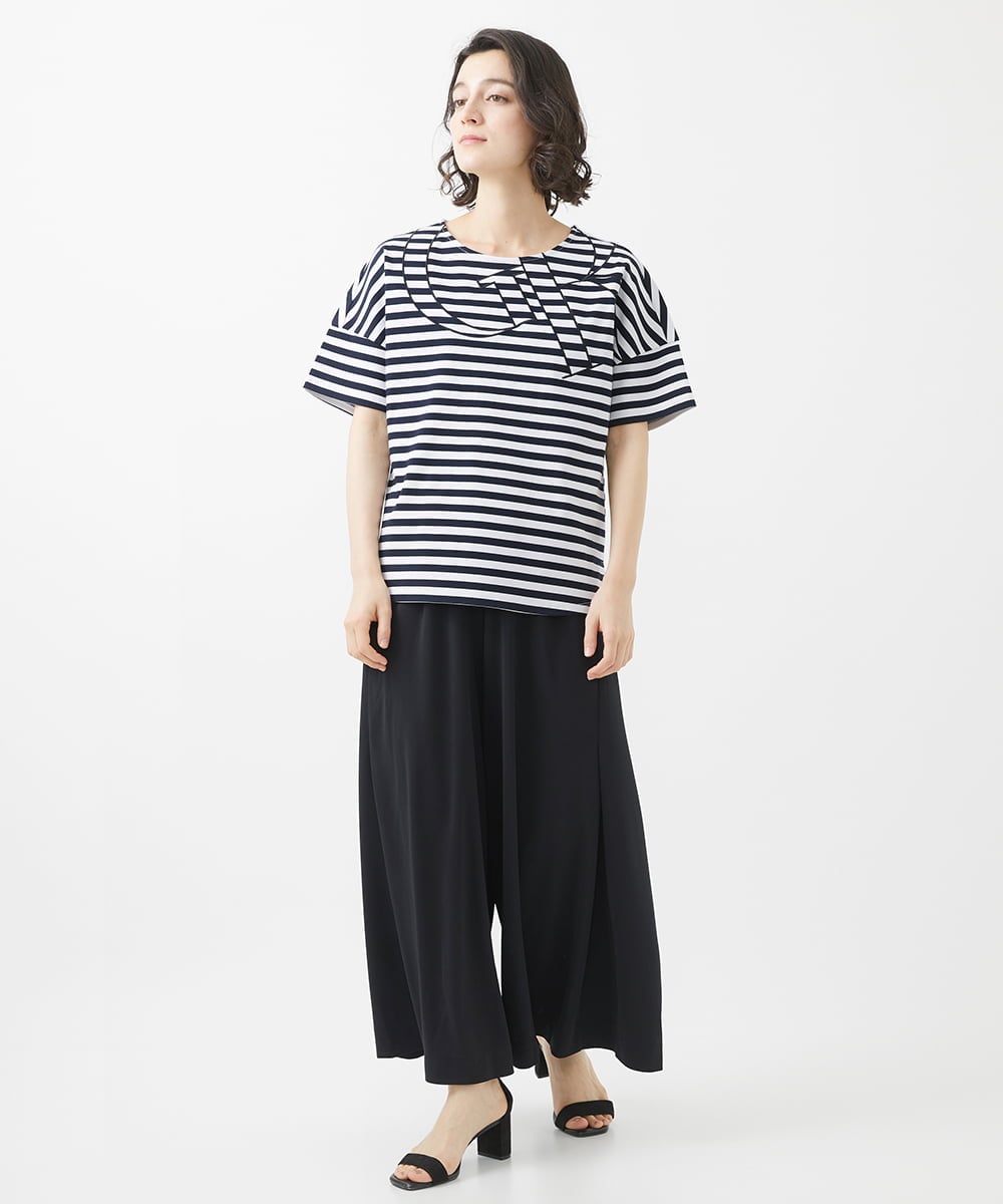 PHKHW08170 GEORGES RECH(小さいサイズ)(メゾン ドゥ サンク) ボーダージャージカットソー ブラック系