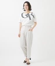 PHKHW09170 GEORGES RECH(小さいサイズ)(メゾン ドゥ サンク) [接触冷感]ボーダーロゴカットソー ホワイト