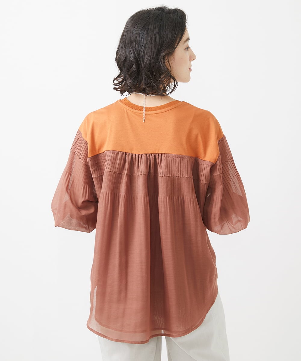 PHKHW11230 GEORGES RECH(小さいサイズ)(メゾン ドゥ サンク) [接触冷感]ドライコットン7分袖プルオーバー ライトグレー