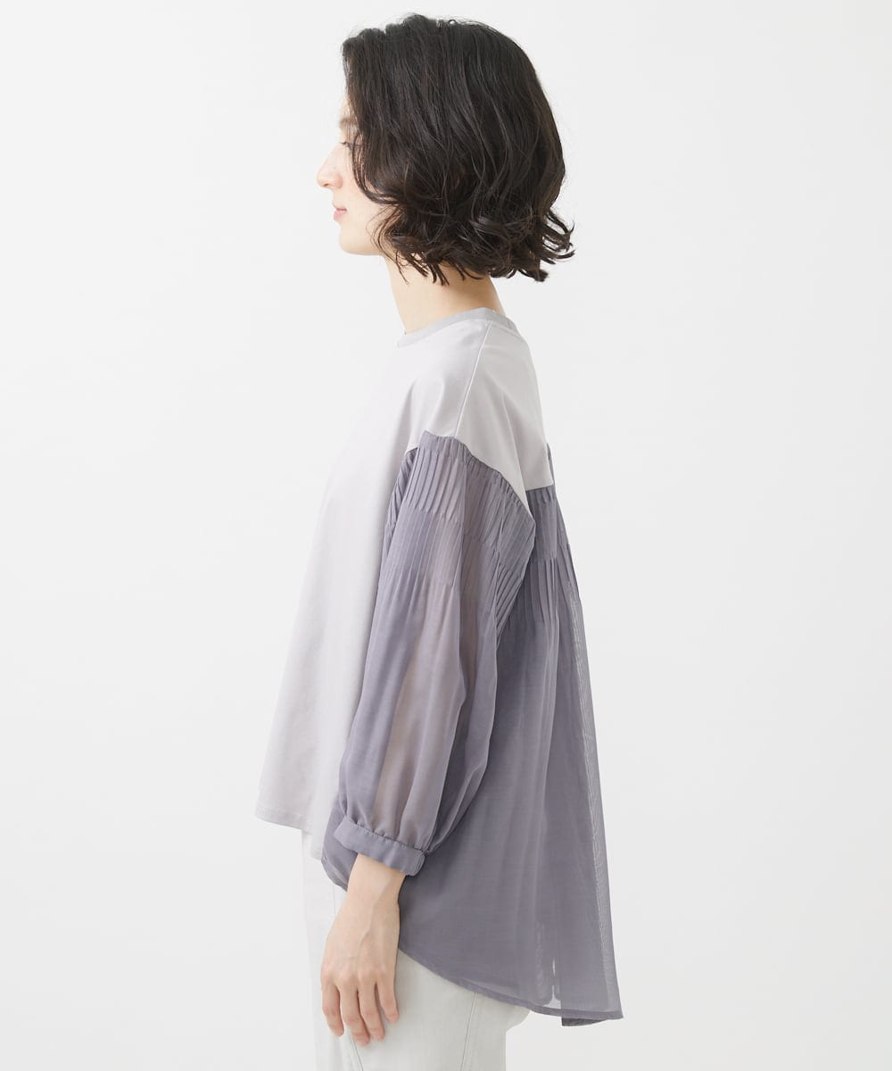 PHKHW11230 GEORGES RECH(小さいサイズ)(メゾン ドゥ サンク) [接触冷感]ドライコットン7分袖プルオーバー ライトグレー
