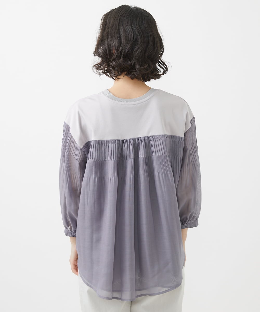 PHKHW11230 GEORGES RECH(小さいサイズ)(メゾン ドゥ サンク) [接触冷感]ドライコットン7分袖プルオーバー ライトグレー