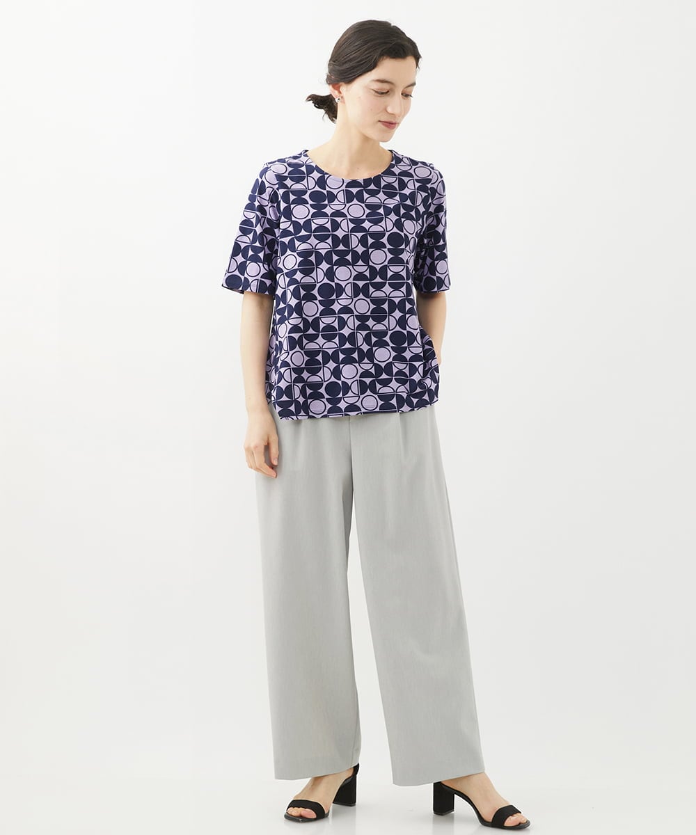 PHKHW19190 GEORGES RECH(小さいサイズ)(メゾン ドゥ サンク)  [日本製]幾何ドット柄プリントカットソー ブラック系