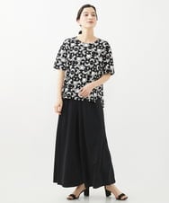 PHKHW19190 GEORGES RECH(小さいサイズ)(メゾン ドゥ サンク)  [日本製]幾何ドット柄プリントカットソー ブラック系