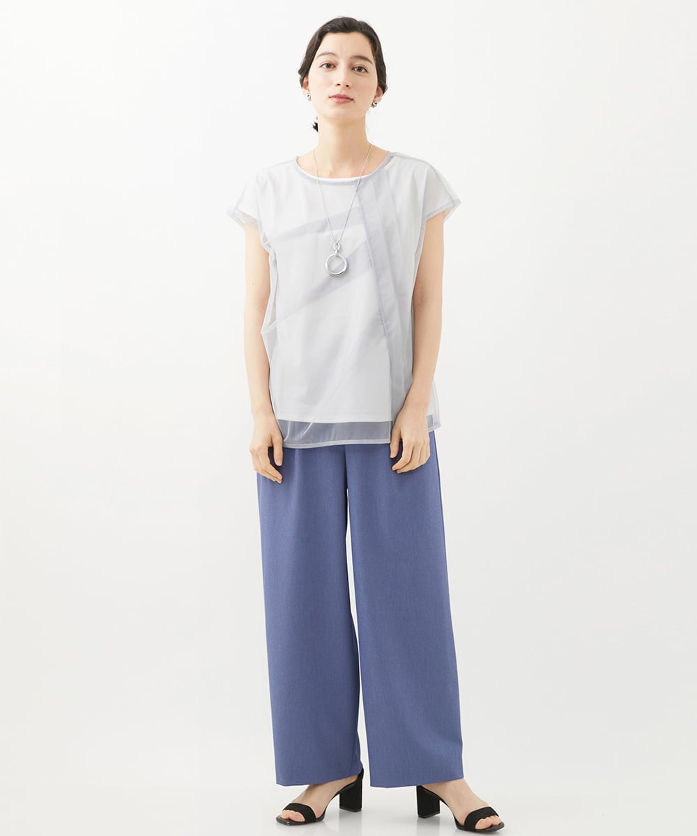 PHKHW33210 GEORGES RECH(小さいサイズ)(メゾン ドゥ サンク) [2点セット]フレンチスリーブチュールレイヤードカットソー ホワイト