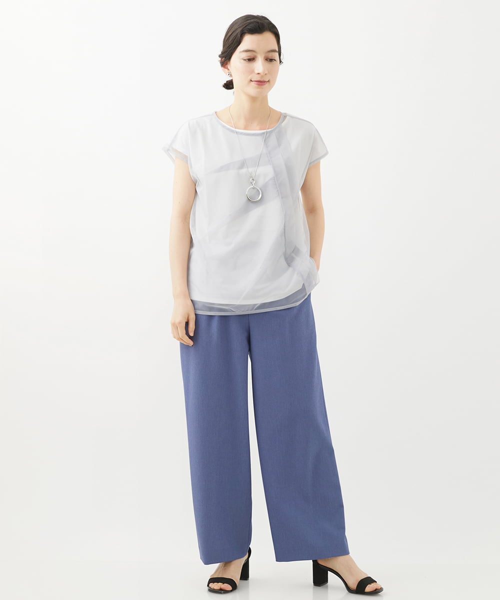 PHKHW33210 GEORGES RECH(小さいサイズ)(メゾン ドゥ サンク) [2点セット]フレンチスリーブチュールレイヤードカットソー ホワイト