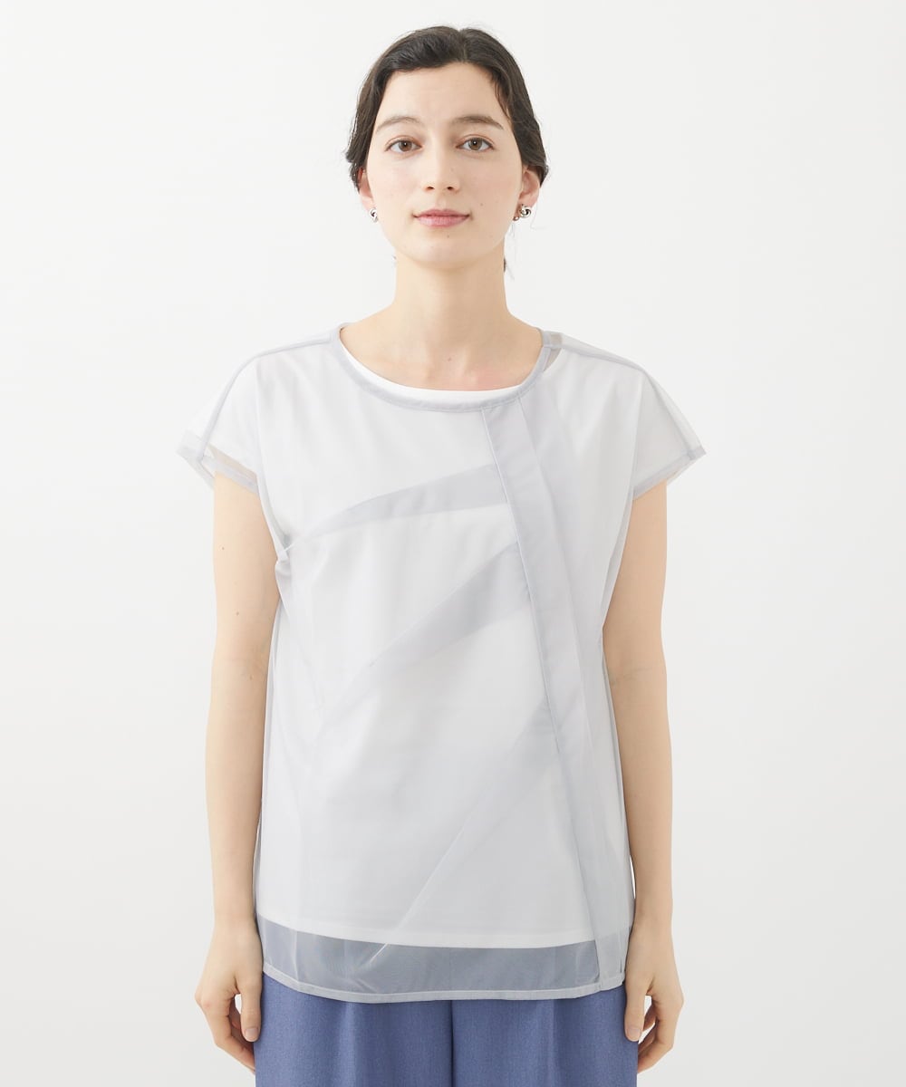 PHKHW33210 GEORGES RECH(小さいサイズ)(メゾン ドゥ サンク) [2点セット]フレンチスリーブチュールレイヤードカットソー ホワイト