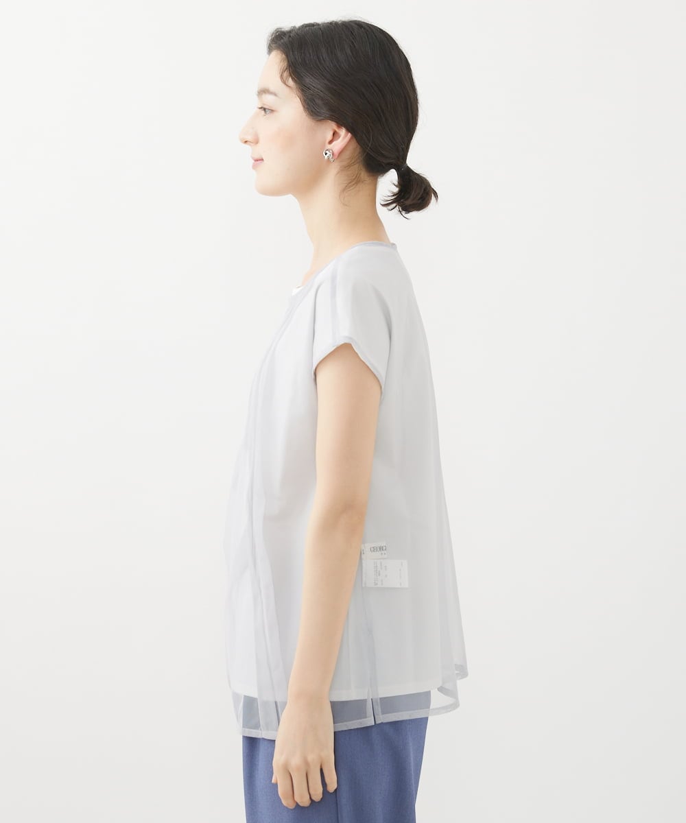 PHKHW33210 GEORGES RECH(小さいサイズ)(メゾン ドゥ サンク) [2点セット]フレンチスリーブチュールレイヤードカットソー ホワイト