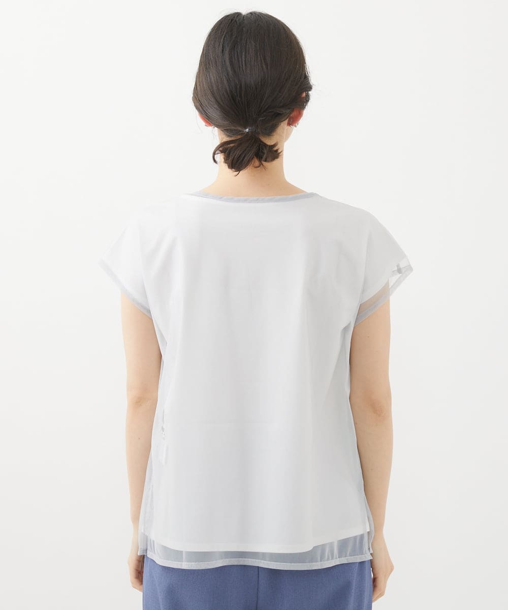 PHKHW33210 GEORGES RECH(小さいサイズ)(メゾン ドゥ サンク) [2点セット]フレンチスリーブチュールレイヤードカットソー ホワイト
