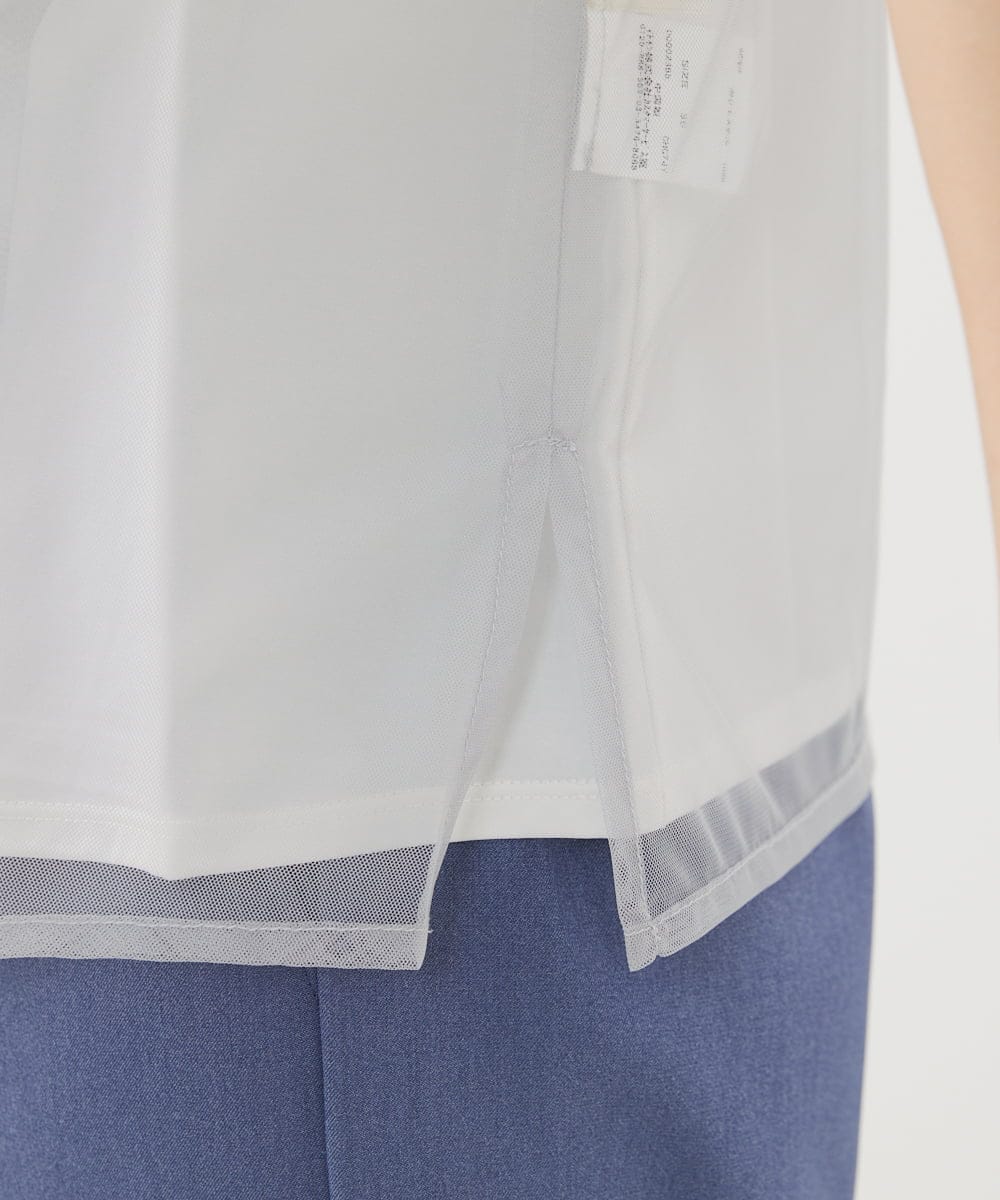 PHKHW33210 GEORGES RECH(小さいサイズ)(メゾン ドゥ サンク) [2点セット]フレンチスリーブチュールレイヤードカットソー ホワイト