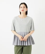 PHKJB24180 GEORGES RECH(小さいサイズ)(メゾン ドゥ サンク) レーヨンプリーツ切替ペプラムカットソー グレー