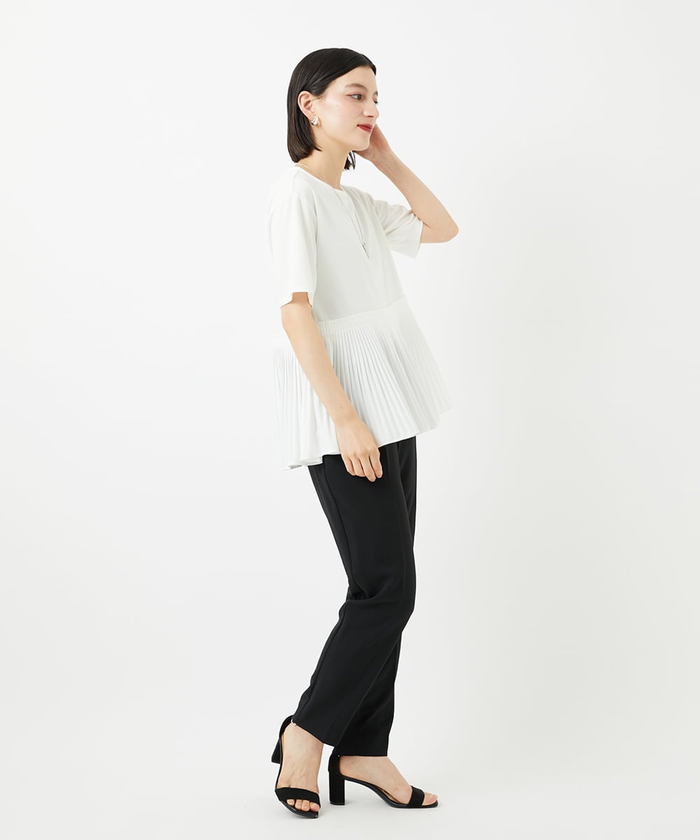 PHKJB24180 GEORGES RECH(小さいサイズ)(メゾン ドゥ サンク) レーヨンプリーツ切替ペプラムカットソー グレー