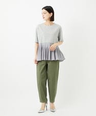 PHKJB24180 GEORGES RECH(小さいサイズ)(メゾン ドゥ サンク) レーヨンプリーツ切替ペプラムカットソー グレー