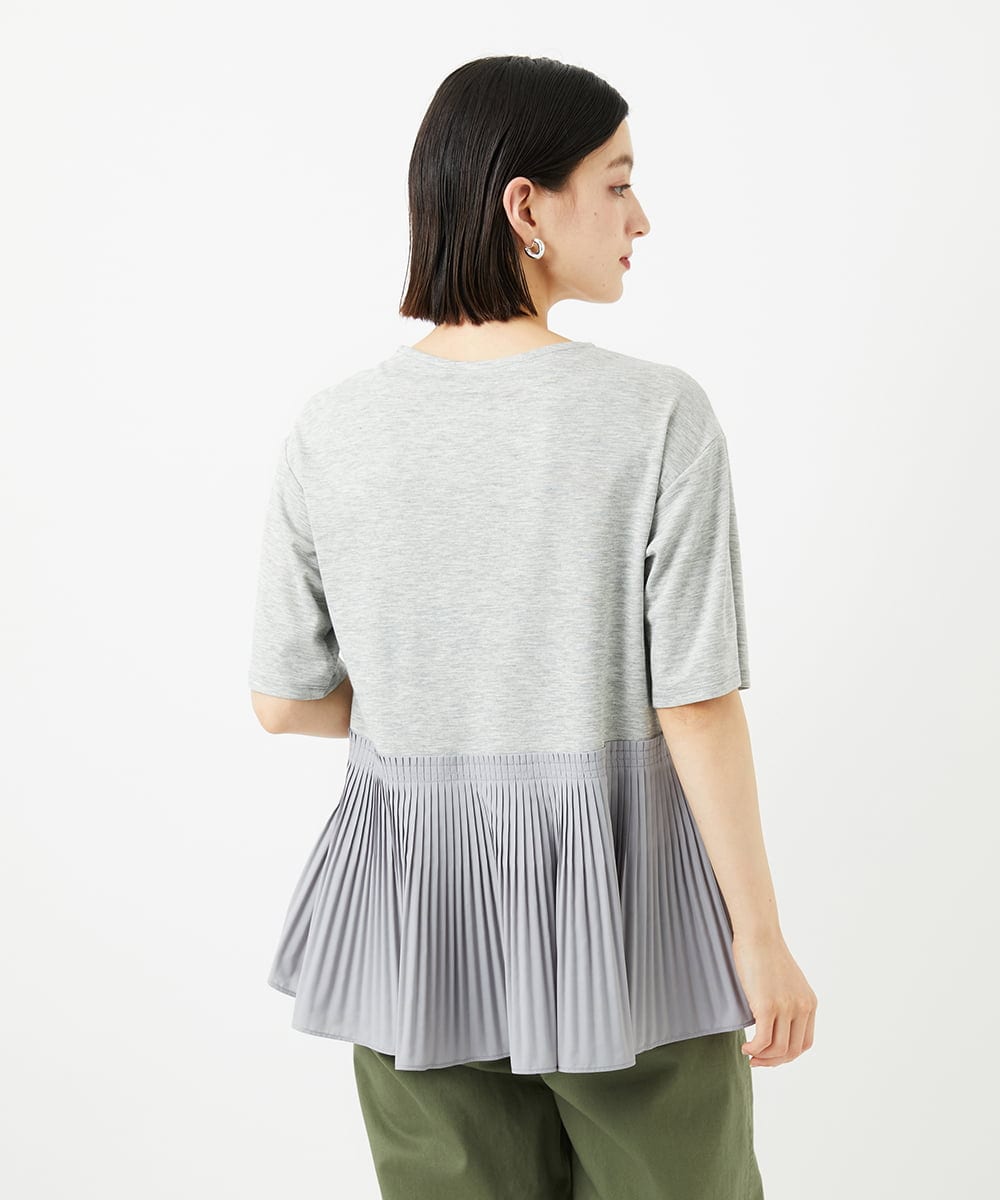 PHKJB24180 GEORGES RECH(小さいサイズ)(メゾン ドゥ サンク) レーヨンプリーツ切替ペプラムカットソー グレー