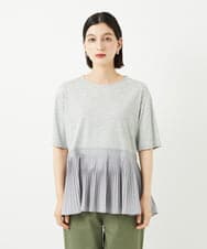 PHKJB24180 GEORGES RECH(小さいサイズ)(メゾン ドゥ サンク) レーヨンプリーツ切替ペプラムカットソー グレー