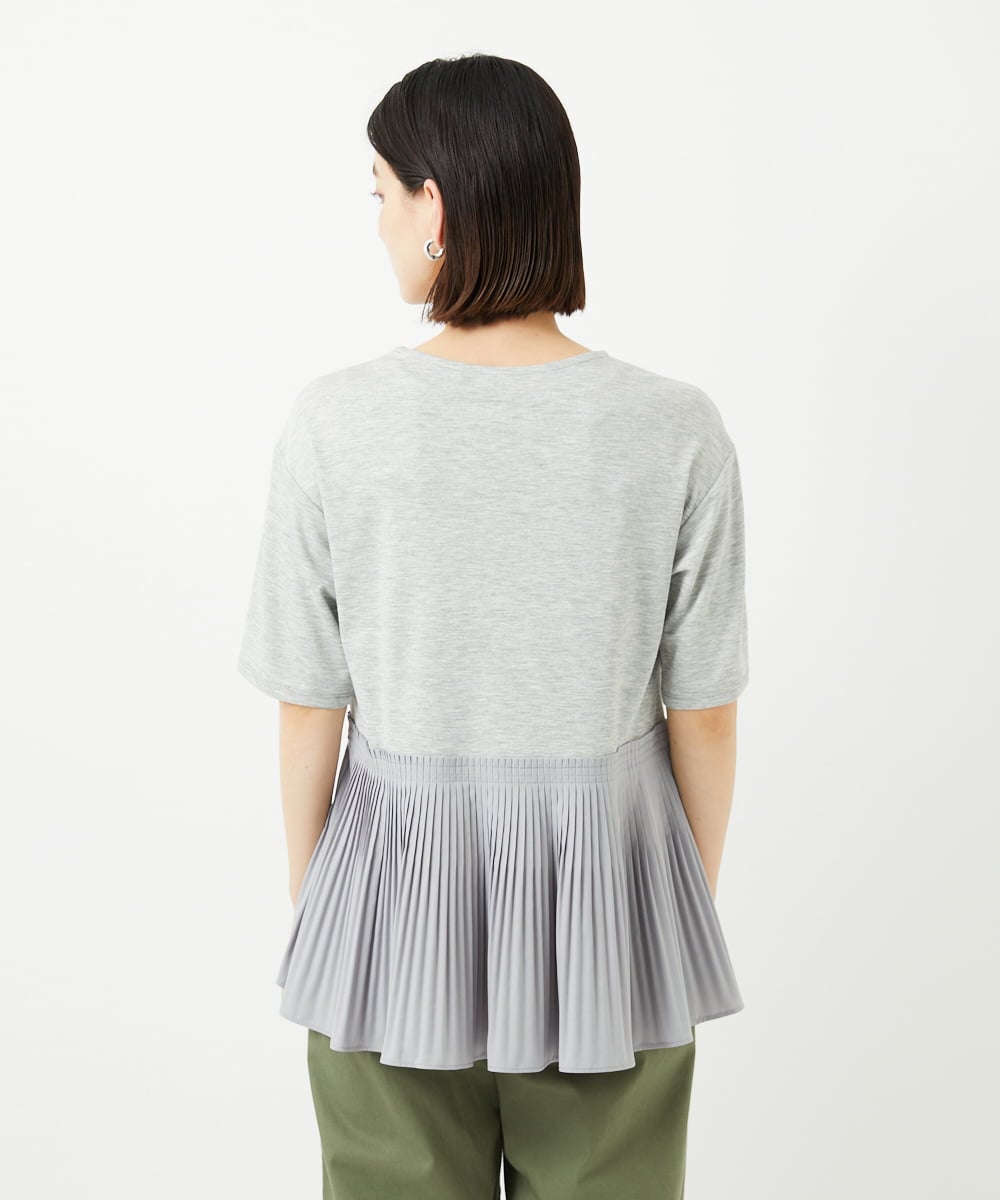 PHKJB24180 GEORGES RECH(小さいサイズ)(メゾン ドゥ サンク) レーヨンプリーツ切替ペプラムカットソー グレー