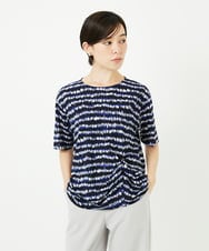 PHKJB29210 GEORGES RECH(小さいサイズ)(メゾン ドゥ サンク)  [日本製]ランダムボーダータックジャージーカットソー ネイビー系