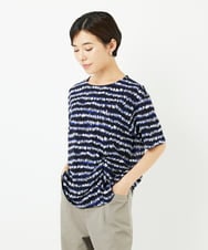 PHKJB29210 GEORGES RECH(小さいサイズ)(メゾン ドゥ サンク)  [日本製]ランダムボーダータックジャージーカットソー ネイビー系