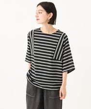 PHKJE06180 GEORGES RECH(小さいサイズ)(メゾン ドゥ サンク) ラメボーダーポンチョカットソー ブラック
