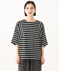 PHKJE06180 GEORGES RECH(小さいサイズ)(メゾン ドゥ サンク) ラメボーダーポンチョカットソー ブラック