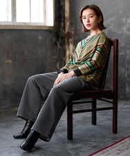 PHKJE16270 GEORGES RECH(小さいサイズ)(メゾン ドゥ サンク)  [日本製]マルチボーダージャージーカットソー ベージュ