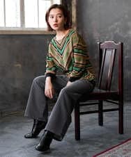 PHKJE16270 GEORGES RECH(小さいサイズ)(メゾン ドゥ サンク)  [日本製]マルチボーダージャージーカットソー ベージュ
