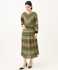 PHKJE16270 GEORGES RECH(小さいサイズ)(メゾン ドゥ サンク)  [日本製]マルチボーダージャージーカットソー ベージュ