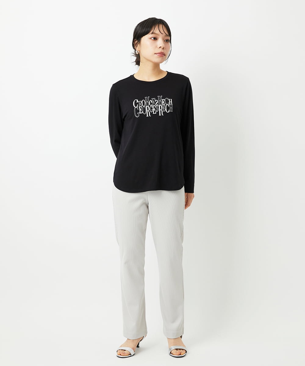 PHKJE28180 GEORGES RECH(小さいサイズ)(メゾン ドゥ サンク) ベアテン刺繍ロゴカットソー ライトグレー