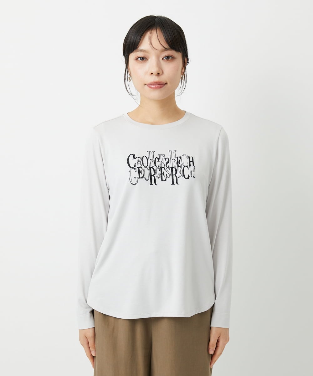 PHKJE28180 GEORGES RECH(小さいサイズ)(メゾン ドゥ サンク) ベアテン刺繍ロゴカットソー ライトグレー