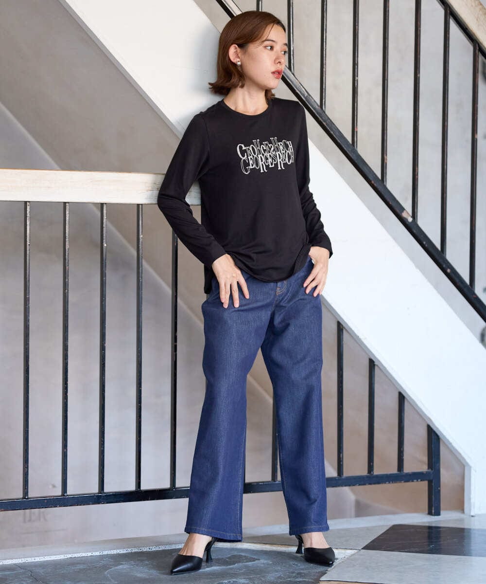 PHKJE28180 GEORGES RECH(小さいサイズ)(メゾン ドゥ サンク) ベアテン刺繍ロゴカットソー ライトグレー