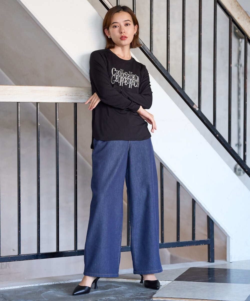 PHKJE28180 GEORGES RECH(小さいサイズ)(メゾン ドゥ サンク) ベアテン刺繍ロゴカットソー ライトグレー