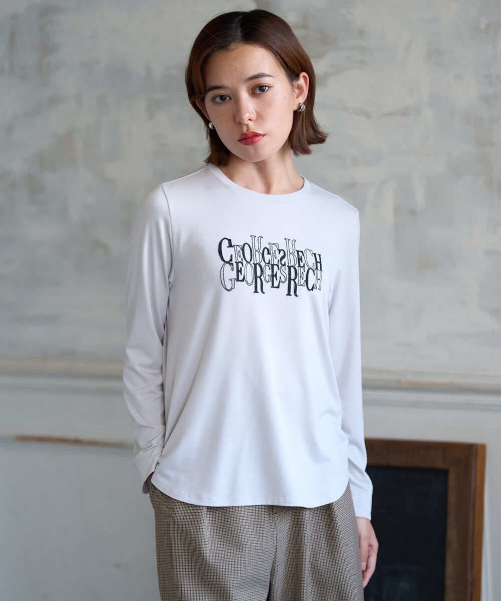 PHKJE28180 GEORGES RECH(小さいサイズ)(メゾン ドゥ サンク) ベアテン刺繍ロゴカットソー ライトグレー