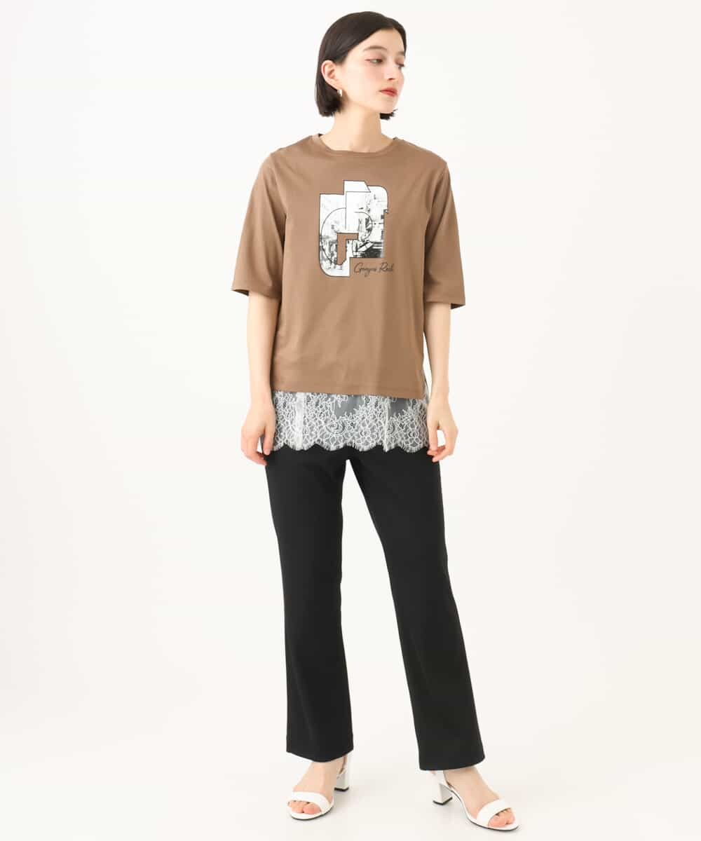 PHKJF10170 GEORGES RECH(小さいサイズ)(メゾン ドゥ サンク) [接触冷感]グラフィックプリントカットソー ベージュ
