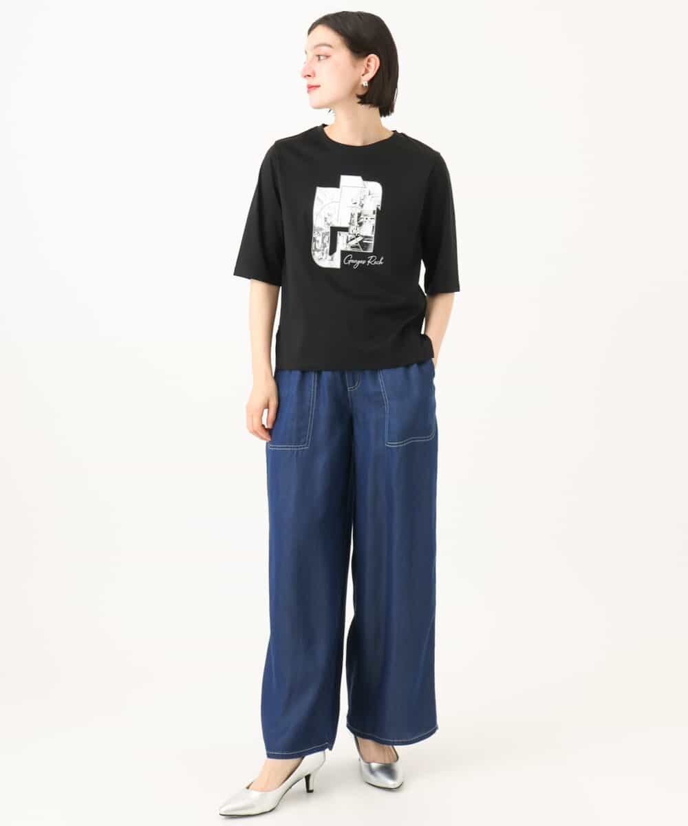 PHKJF10170 GEORGES RECH(小さいサイズ)(メゾン ドゥ サンク) [接触冷感]グラフィックプリントカットソー ベージュ