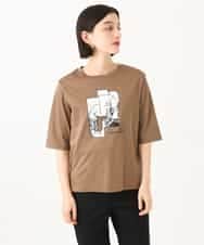 PHKJF10170 GEORGES RECH(小さいサイズ)(メゾン ドゥ サンク) [接触冷感]グラフィックプリントカットソー ベージュ