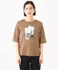 PHKJF10170 GEORGES RECH(小さいサイズ)(メゾン ドゥ サンク) [接触冷感]グラフィックプリントカットソー ベージュ