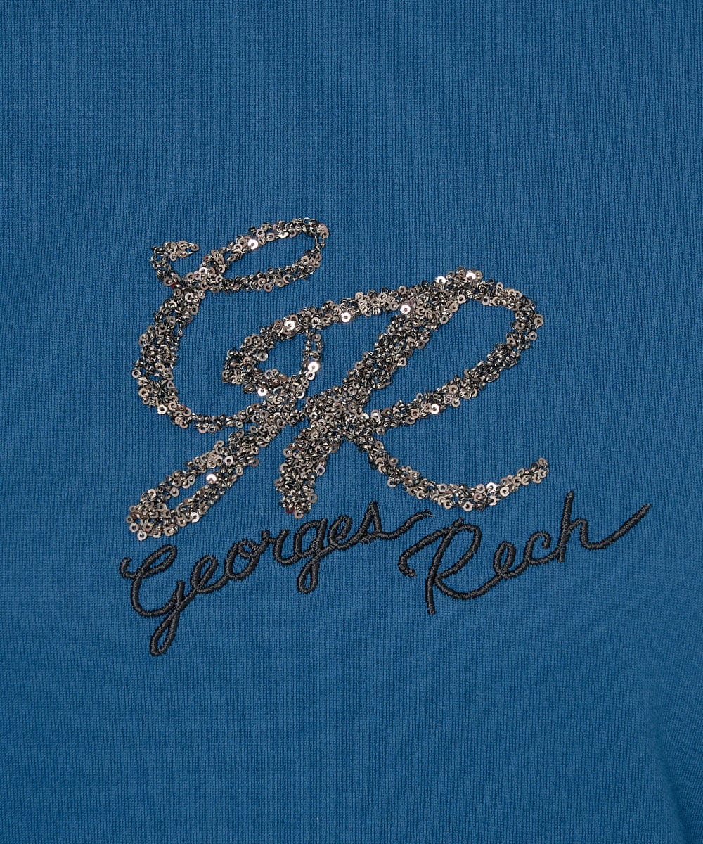 PHKJS28170 GEORGES RECH(小さいサイズ)(メゾン ドゥ サンク) スパンコールロゴカットソー ブルー