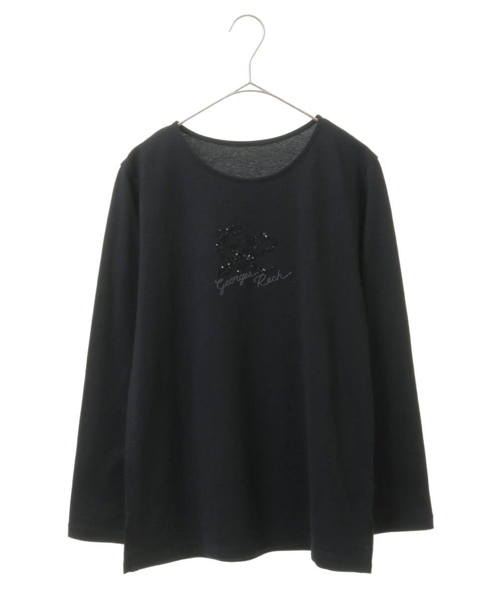 PHKJS28170 GEORGES RECH(小さいサイズ)(メゾン ドゥ サンク) スパンコールロゴカットソー ブルー