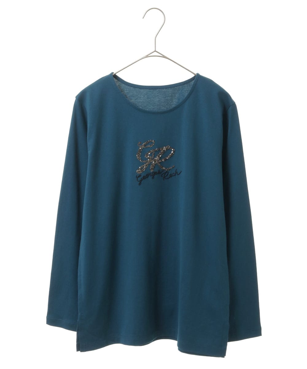 PHKJS28170 GEORGES RECH(小さいサイズ)(メゾン ドゥ サンク) スパンコールロゴカットソー ブルー