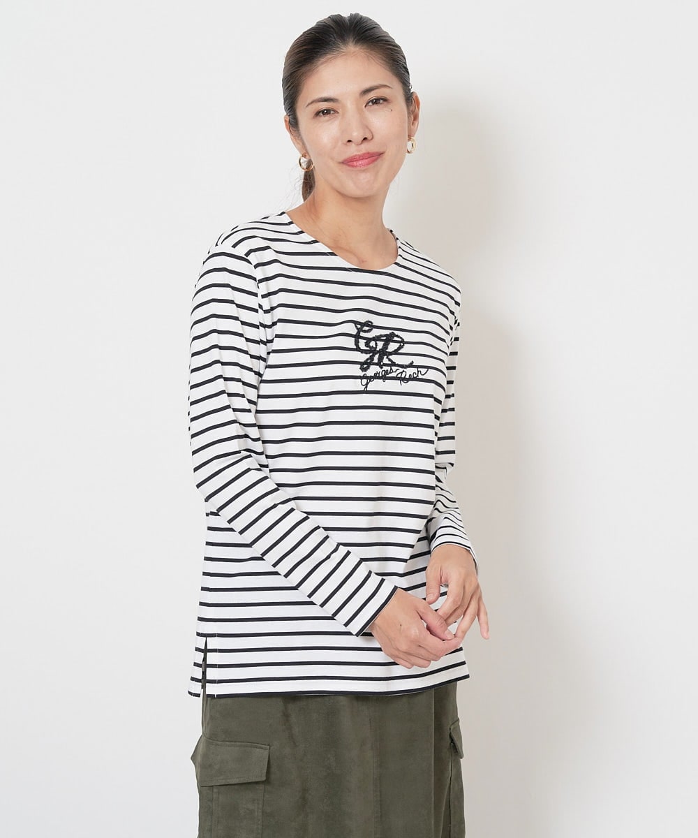 PHKJS28170 GEORGES RECH(小さいサイズ)(メゾン ドゥ サンク) スパンコールロゴカットソー ブルー