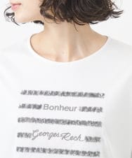 PHKJV26210 GEORGES RECH(小さいサイズ)(メゾン ドゥ サンク) スパンコールロゴ刺繍カットソー ホワイト