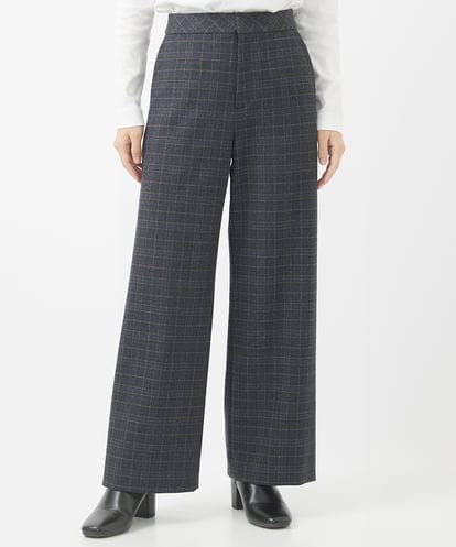 PHLAA42270 GEORGES RECH(小さいサイズ) [日本製]両面起毛ラメチェックワイドストレートパンツ