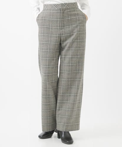 PHLAA42270   [日本製]両面起毛ラメチェックワイドストレートパンツ