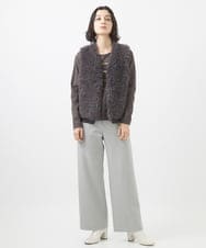 PHLAC49250 GEORGES RECH(小さいサイズ)(メゾン ドゥ サンク)  [日本製]裏起毛ピンヘッドストレートワイドパンツ ライトグレー