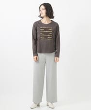 PHLAC49250 GEORGES RECH(小さいサイズ)(メゾン ドゥ サンク)  [日本製]裏起毛ピンヘッドストレートワイドパンツ ライトグレー