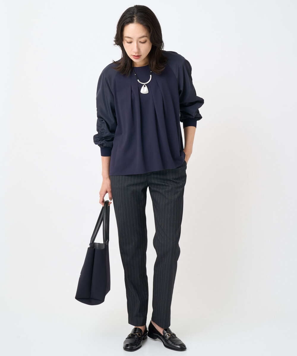 PHLAF58270 GEORGES RECH(小さいサイズ)(メゾン ドゥ サンク)  [日本製]ストライプテーパードパンツ ブラウン